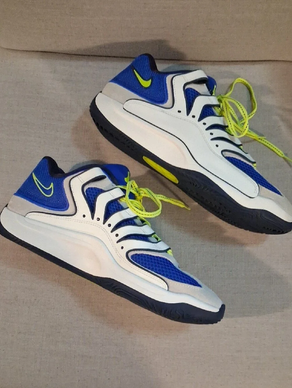 Nike Blue and Volt Low-Top Athletic Sneakers